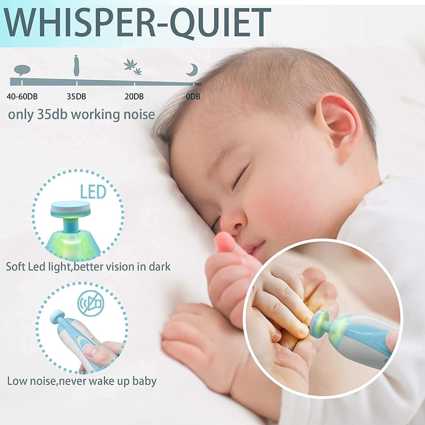 Gentle Baby Nail Trimmer – Safe, Silent & Painless Nail Cutter for Newborns & Toddlers with LED Light
