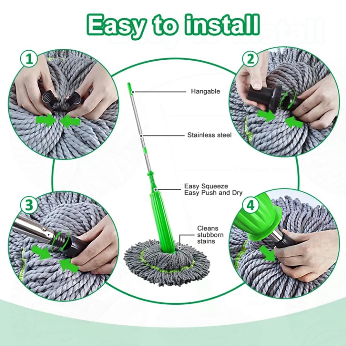 2 in 1 Self-twisting Dehydrated Floor Rotating Cleaning Mop