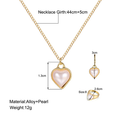 Pearl Heart Jewelry Combo Set