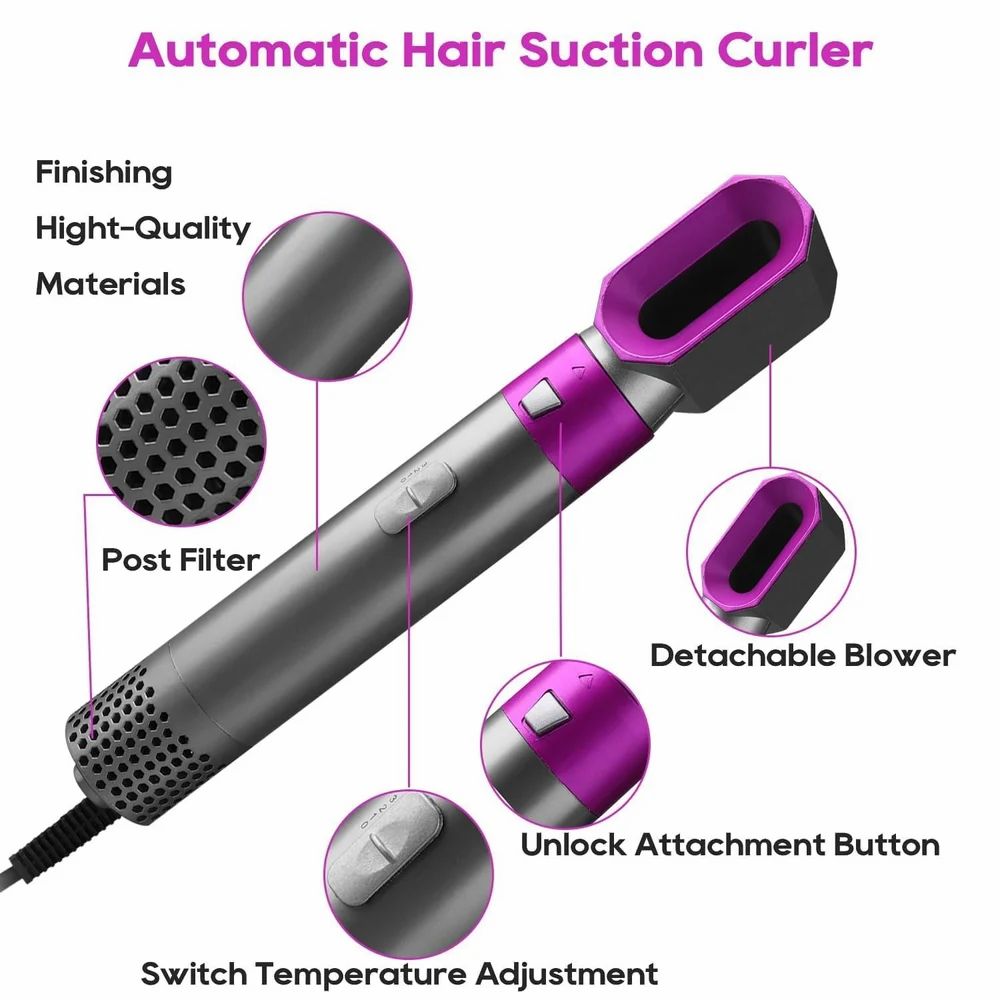 StyleMaster 5-in-1 Hair Dryer & Curler Set