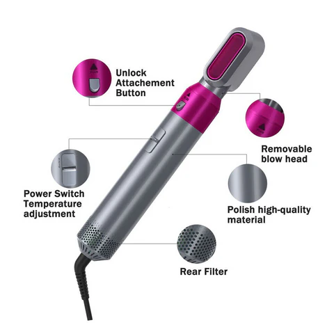 StyleMaster 5-in-1 Hair Dryer & Curler Set