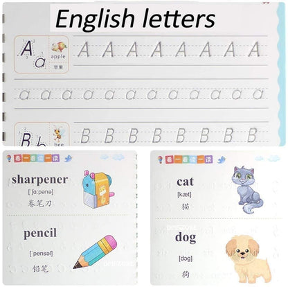Sank Magic Practice Copybook Reusable Writing for Kids  (4 BOOKS,1 PEN,1 GRIP,10 REFILL)