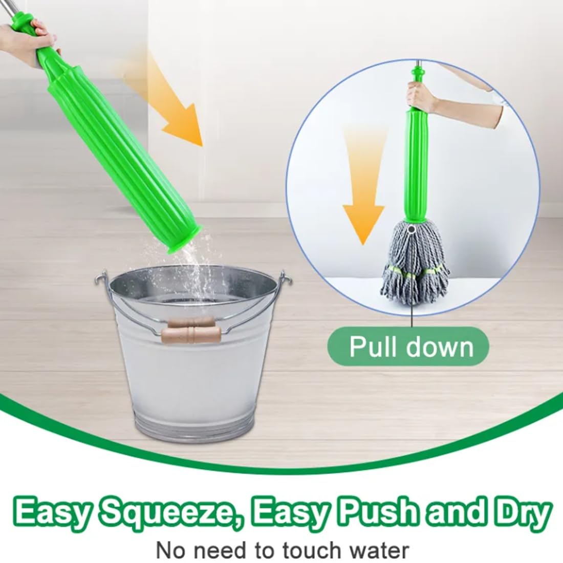 2 in 1  Self-twisting Dehydrated Floor Rotating Cleaning Mop